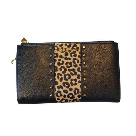 MICHAEL Michael Kors Adele Leather Leopard Print Calf Hair Smartphone Wallet - Picture 3 of 6